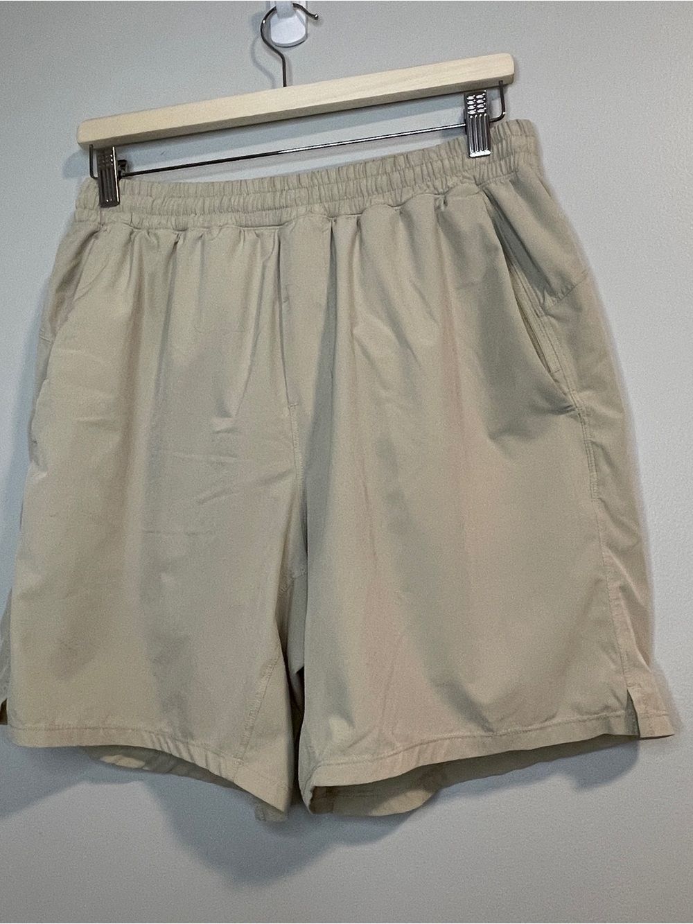 Shinesty Ball Hammock Men's Performance Swim Trunks in Beige - Elastic Waist